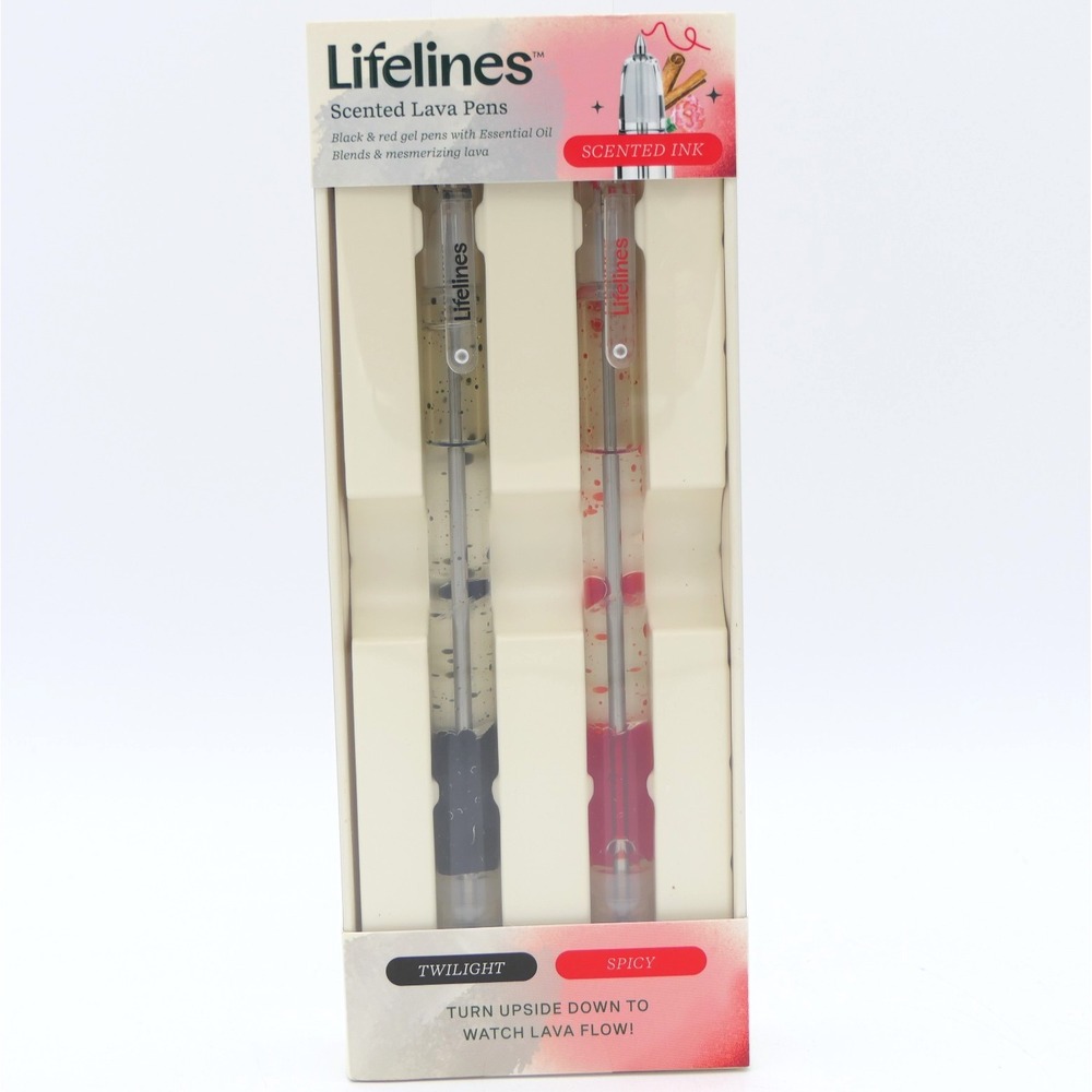 Lifelines Scented Lava Pens 2 Black & Red Gel Pens w/ Essential Oil Scented Ink